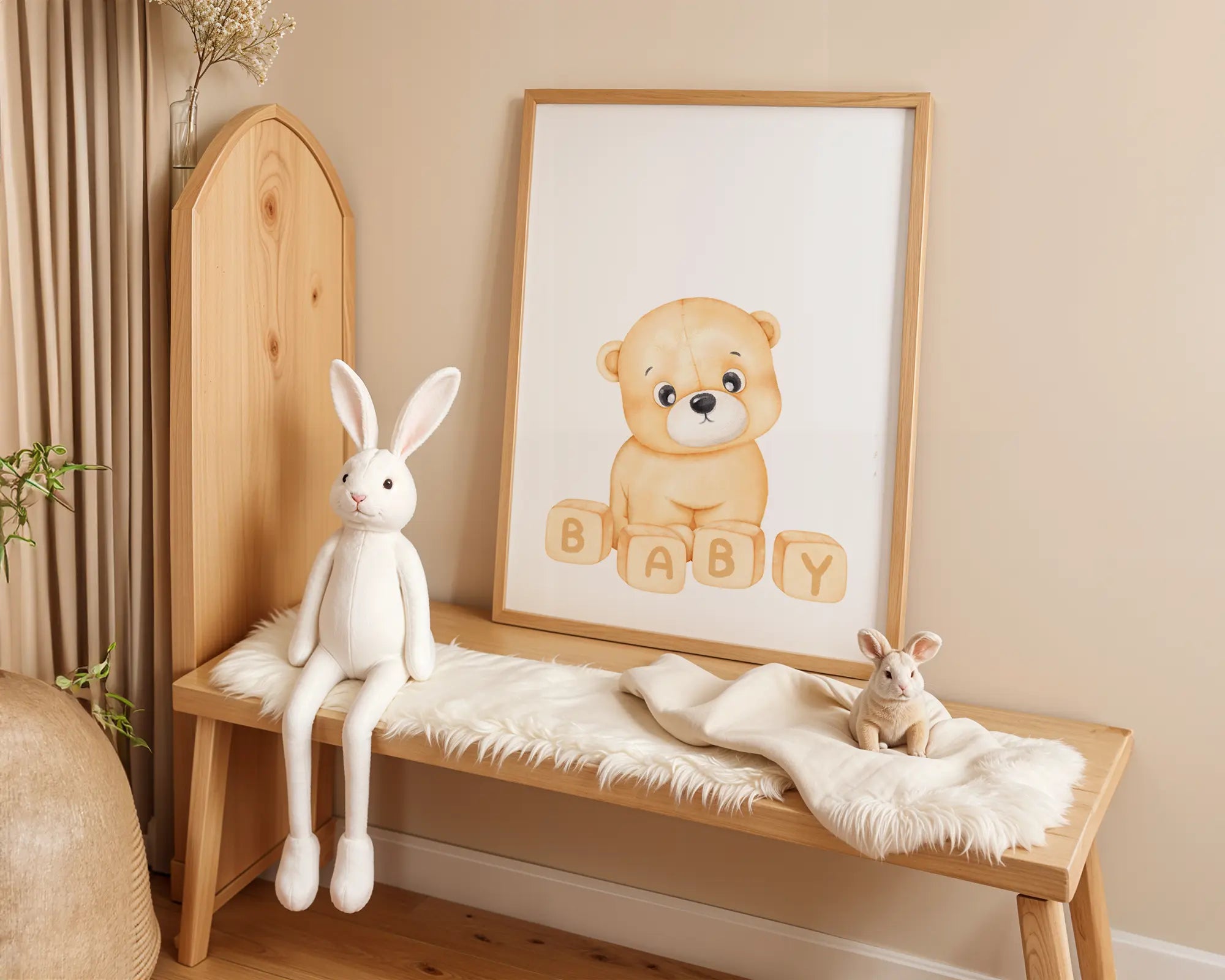 Playroom Ideas | Baby Bear Nursery Print | Alphabet Blocks Wall Art wall art print, modern home decor, unframed artwork by Nomad & Nest