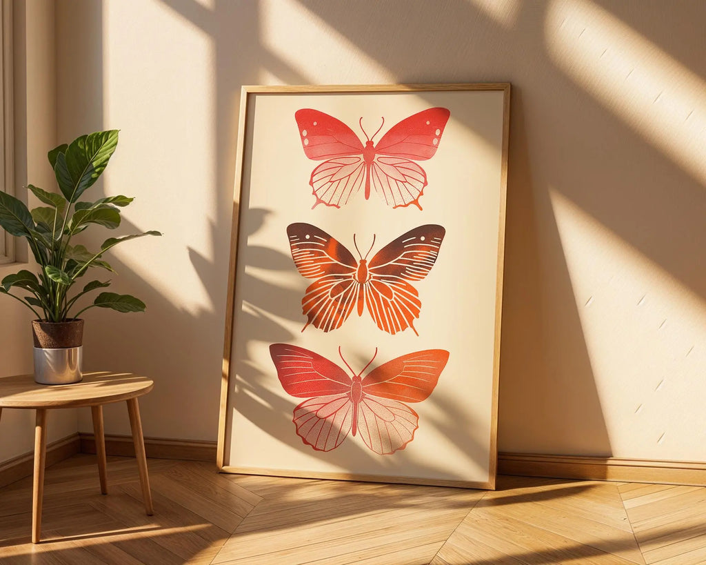 Red Butterflies Wall Art Print | Modern Insect Illustration wall art print, modern home decor, unframed artwork by Nomad & Nest