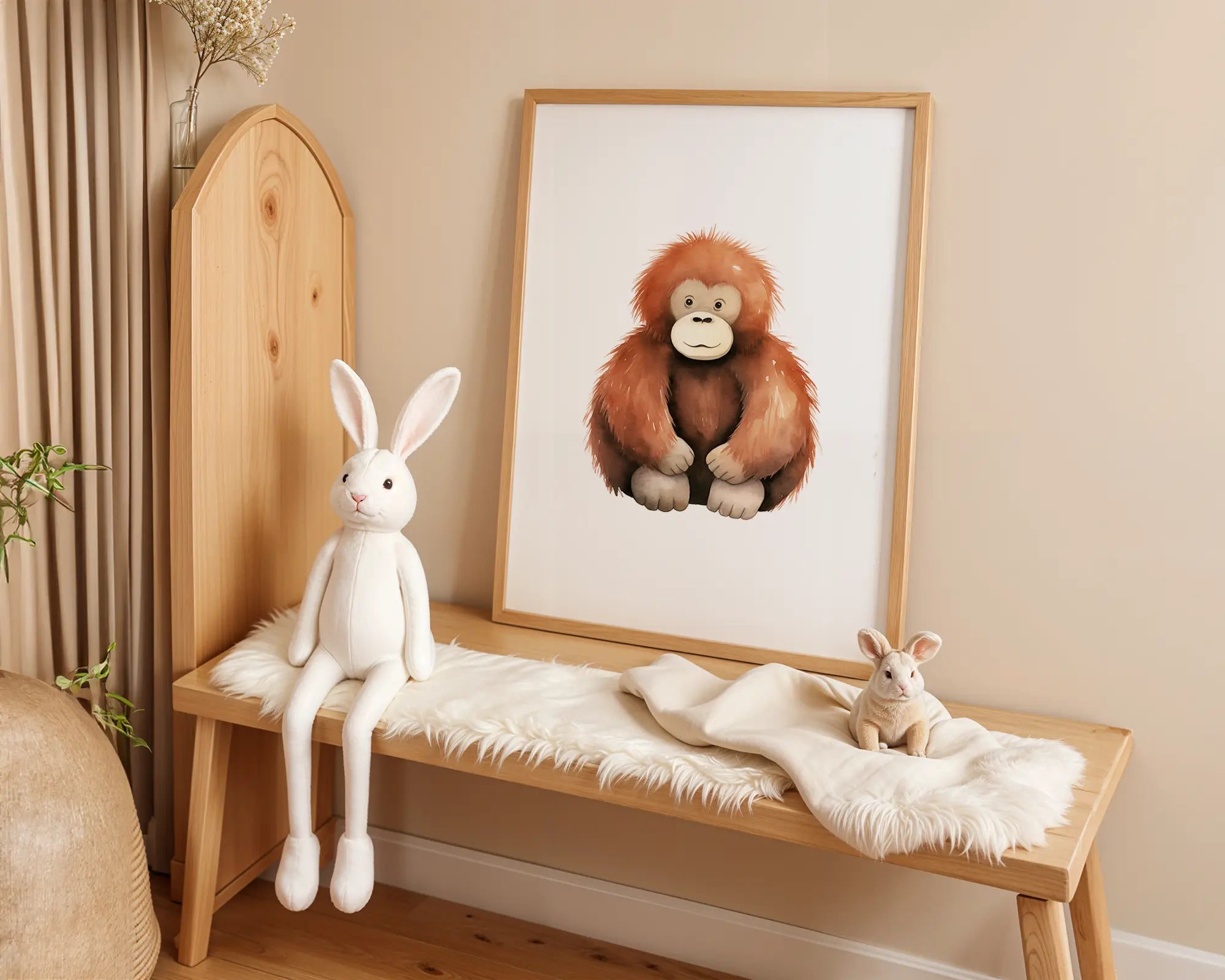Playroom Ideas | Orangutan Nursery Wall Art | Jungle Animal Baby Illustration wall art print, modern home decor, unframed artwork by Nomad & Nest