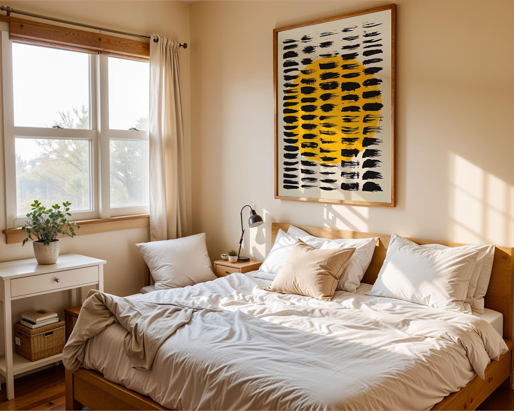 Yellow Sun Abstract Print | Modern Brushstroke Wall Art wall art print, modern home decor, unframed artwork by Nomad & Nest