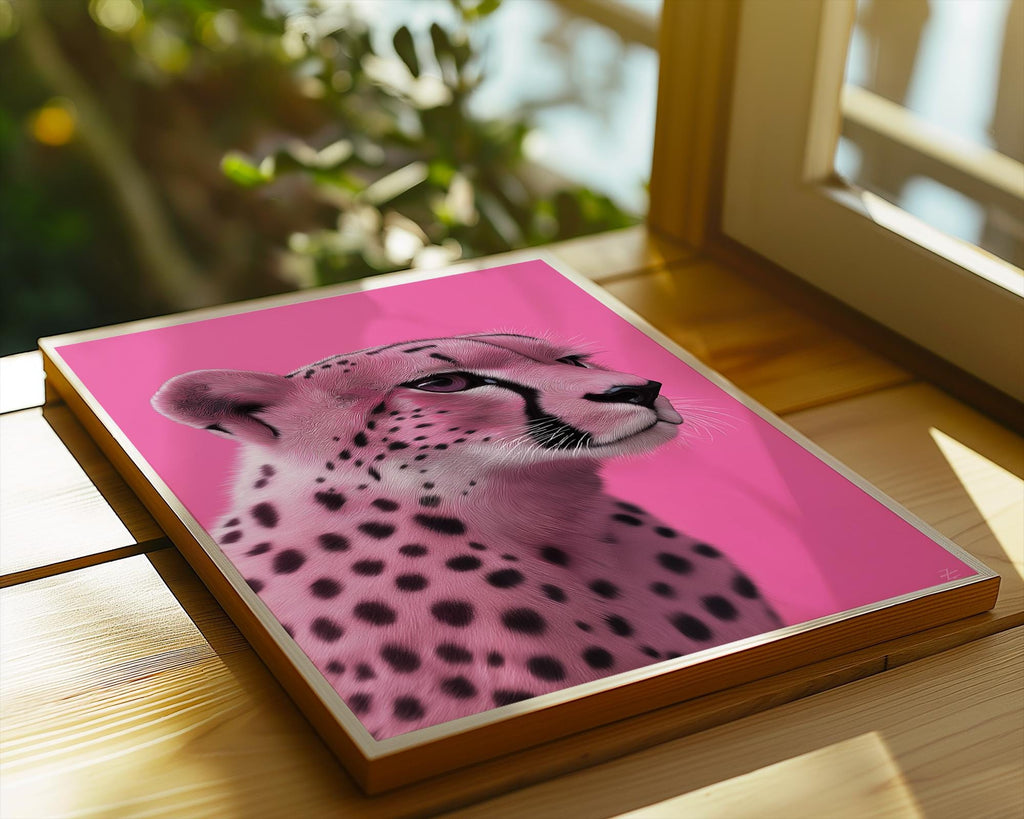 Pink Cheetah Art Print | Bold Animal Wall Decor wall art print, modern home decor, unframed artwork by Nomad & Nest