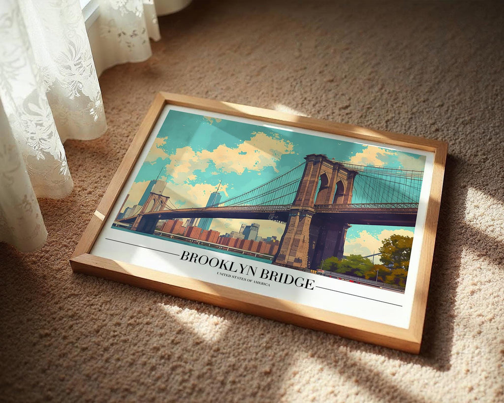 Brooklyn Bridge Art Print | Retro NYC Skyline Poster wall art print, modern home decor, unframed artwork by Nomad & Nest