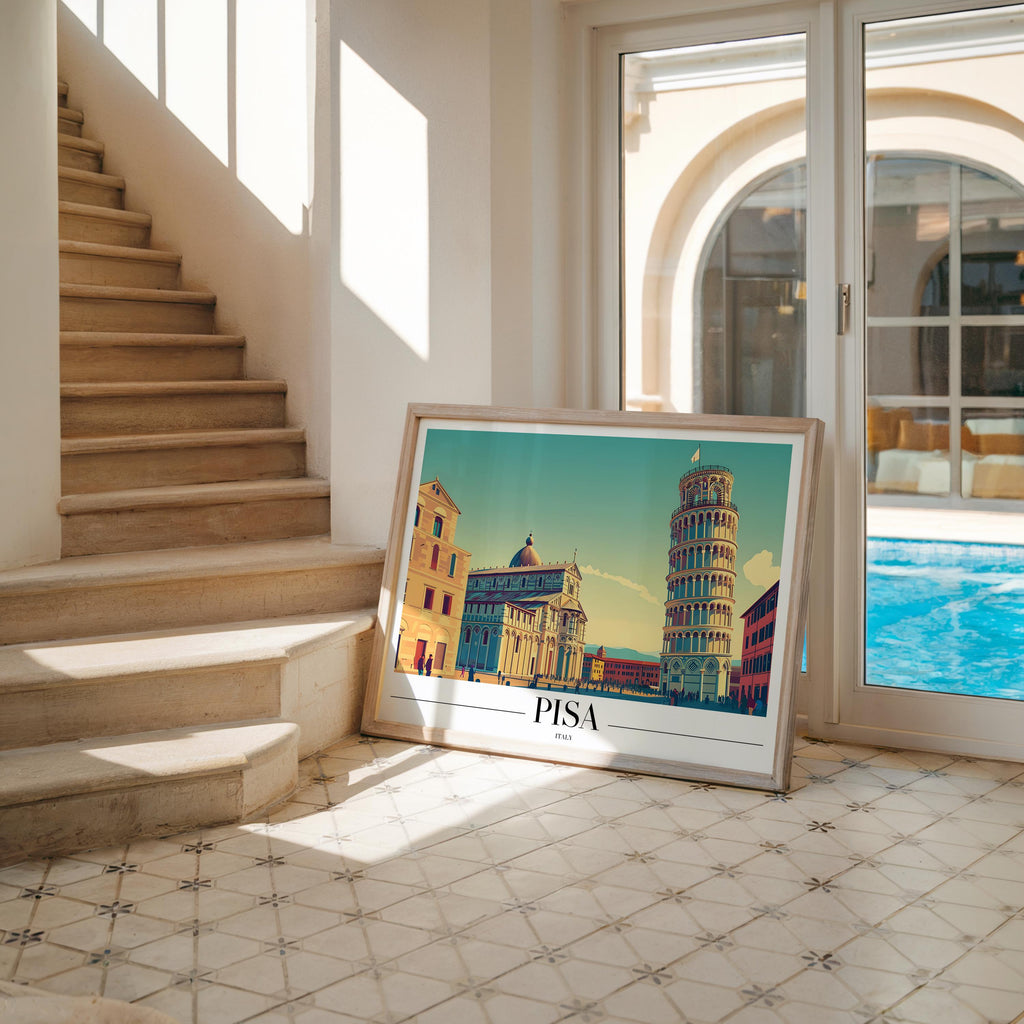 Pisa Travel Poster | Leaning Tower Print, Italian Landmark Wall Art wall art print, modern home decor, unframed artwork by Nomad & Nest