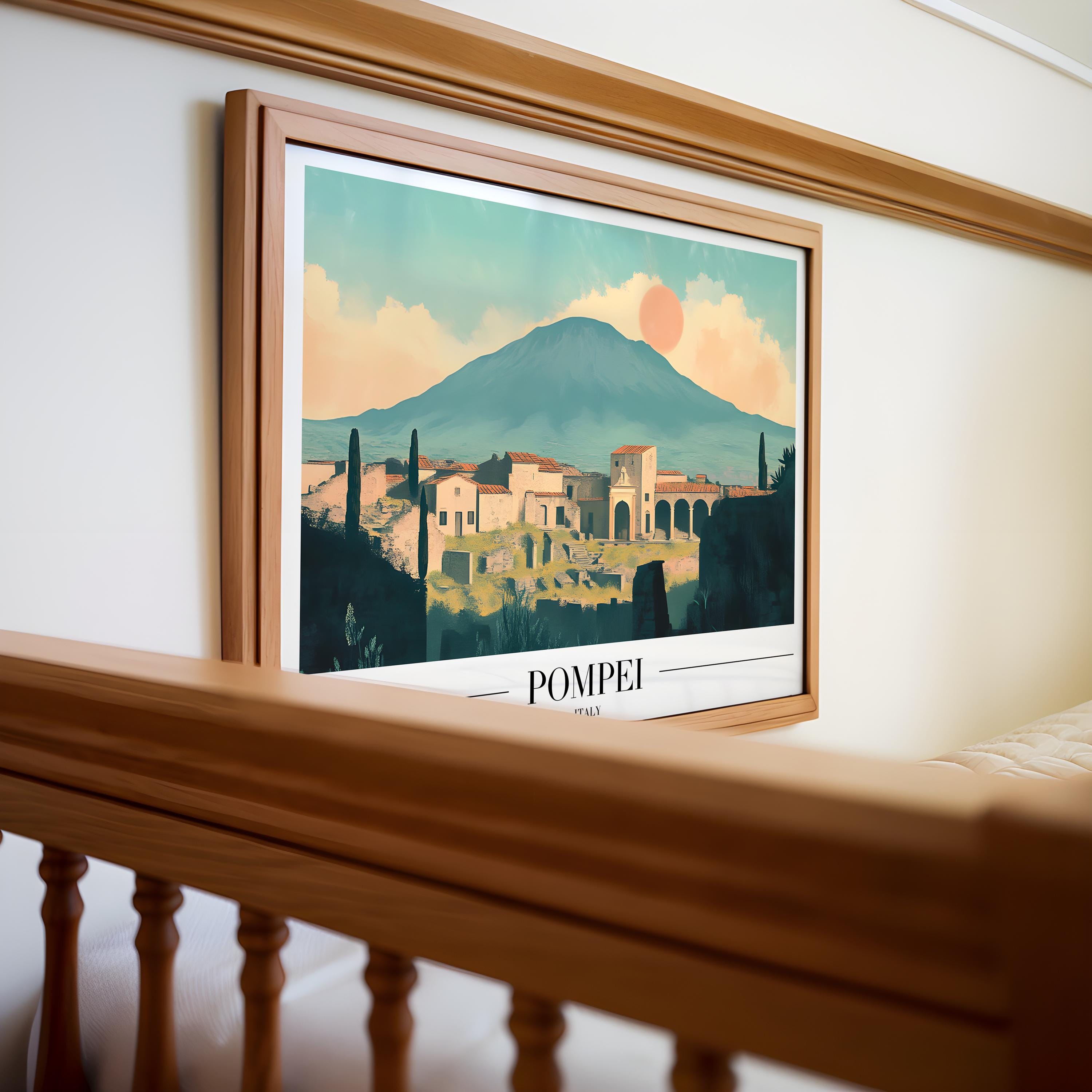 Pompeii Italy Travel Poster | Mount Vesuvius Art Print wall art print, modern home decor, unframed artwork by Nomad & Nest