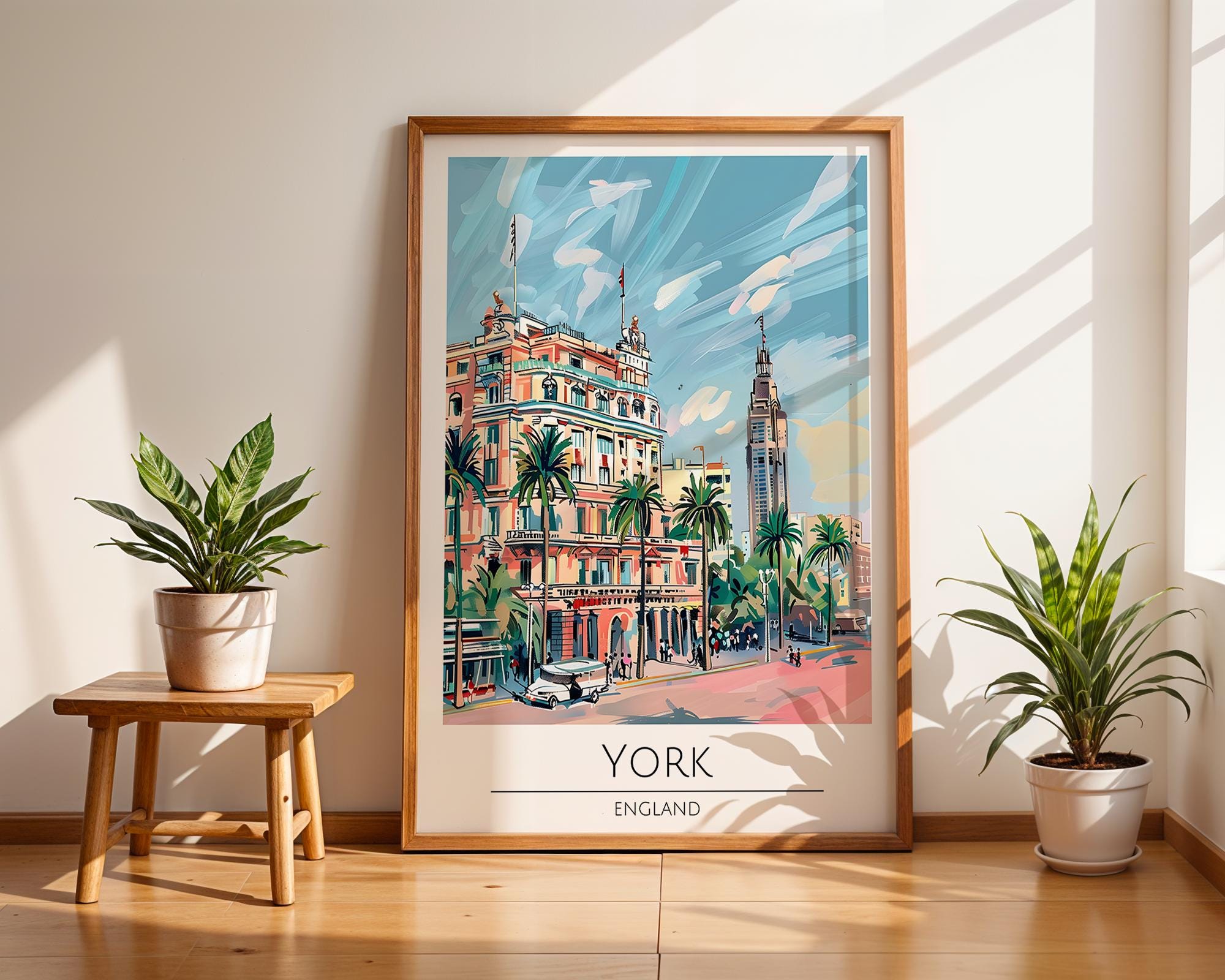 York England Travel Poster | Vintage-Style Cityscape Art Print wall art print, modern home decor, unframed artwork by Nomad & Nest