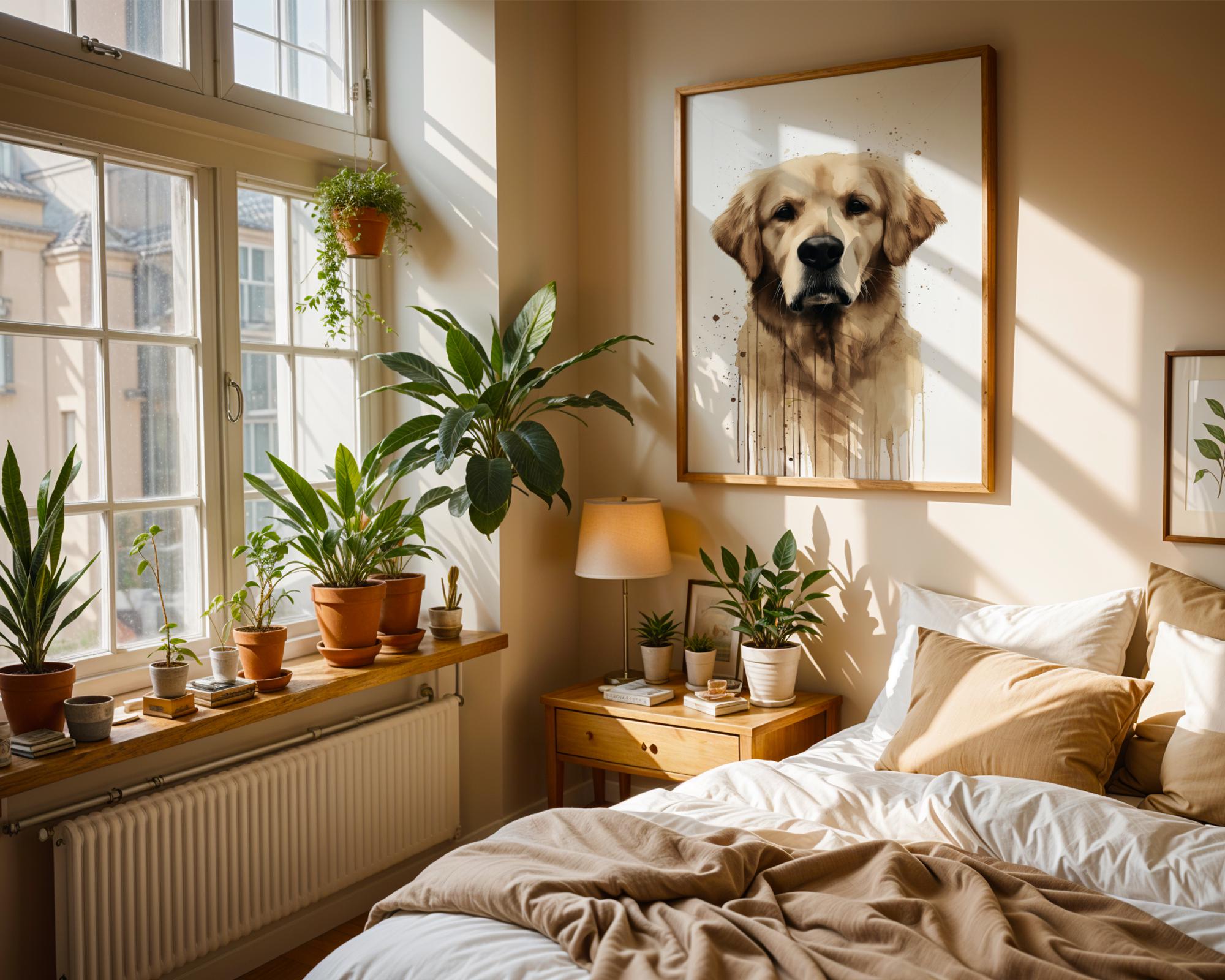 Golden Retriever Watercolour Print | Dog Portrait Wall Art wall art print, modern home decor, unframed artwork by Nomad & Nest