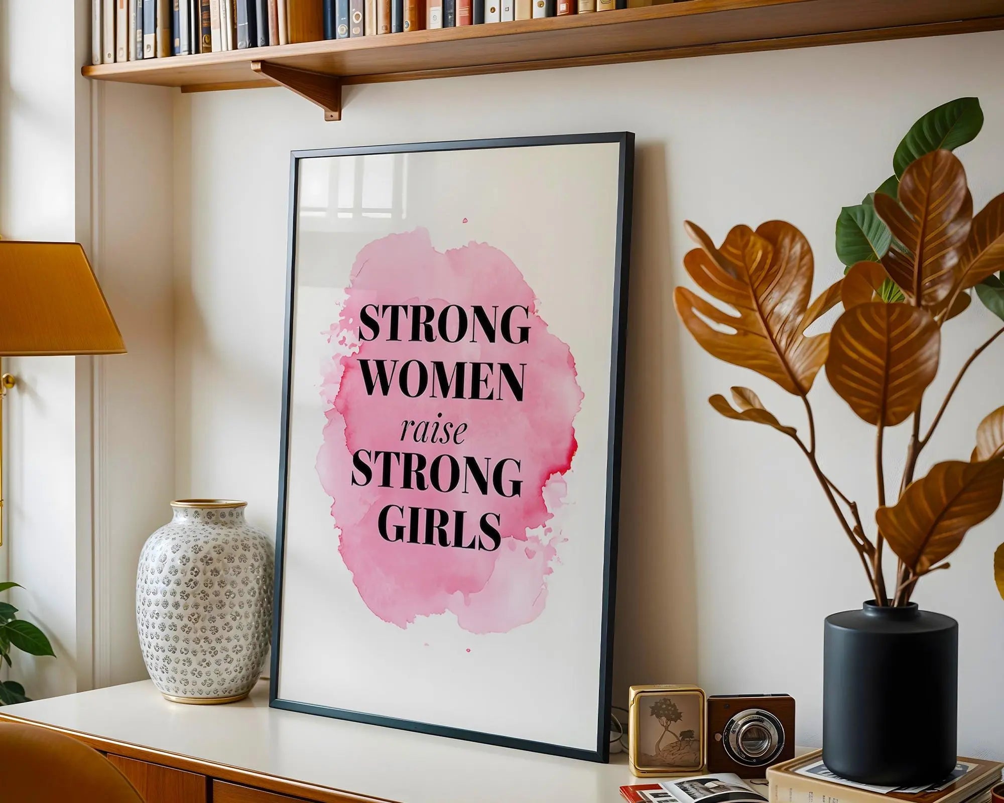 Positive Emotion | Strong Women Raise Strong Girls Print | Empowerment Art wall art print, modern home decor, unframed artwork by Nomad & Nest