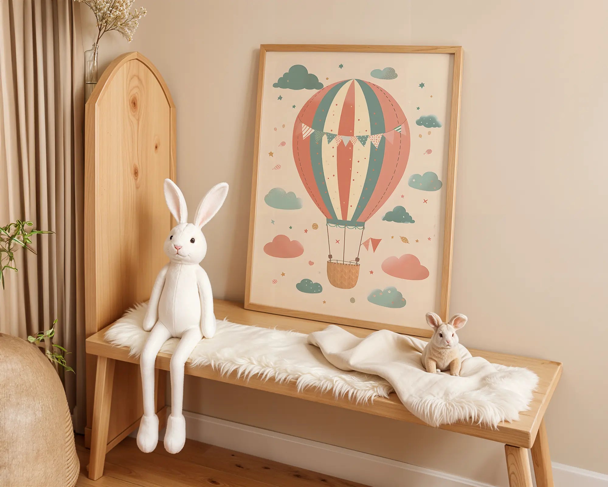 Playroom Ideas | Hot Air Balloon Nursery Art | Vintage Sky Wall Print wall art print, modern home decor, unframed artwork by Nomad & Nest