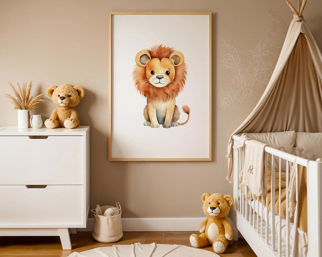 Playroom Ideas | Lion Nursery Wall Art | Safari Animal Baby Decor wall art print, modern home decor, unframed artwork by Nomad & Nest