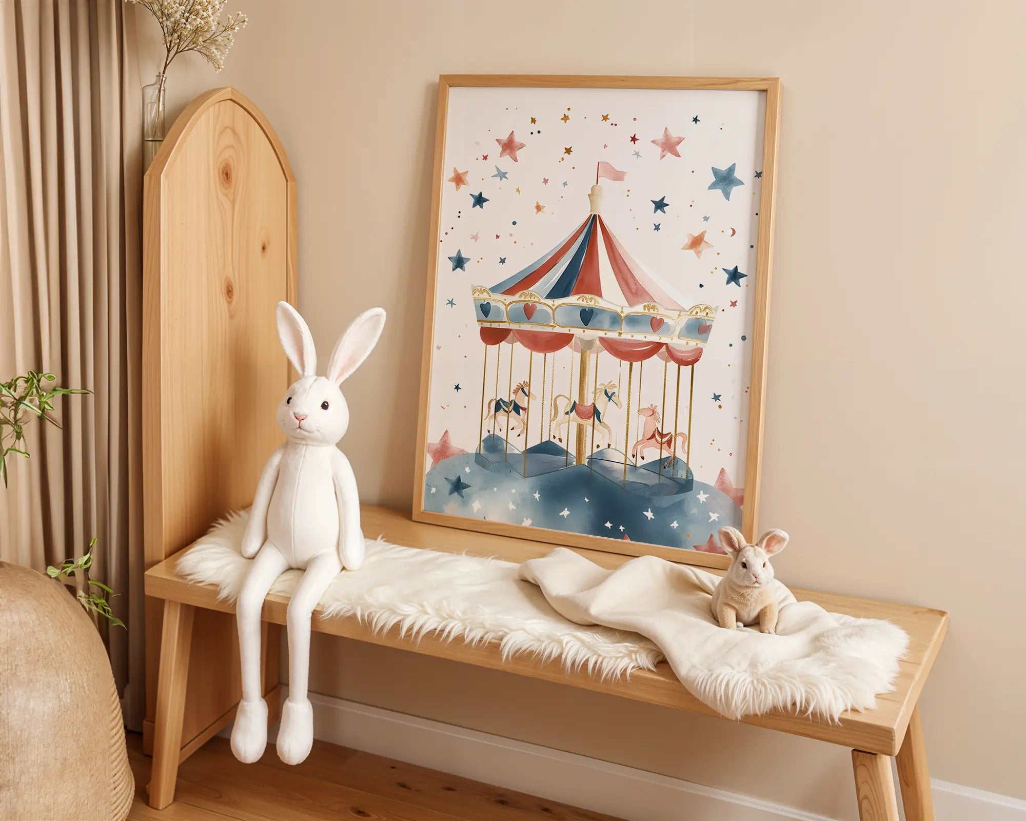 Playroom Ideas | Vintage Carousel Nursery Art | Storybook Circus Print wall art print, modern home decor, unframed artwork by Nomad & Nest