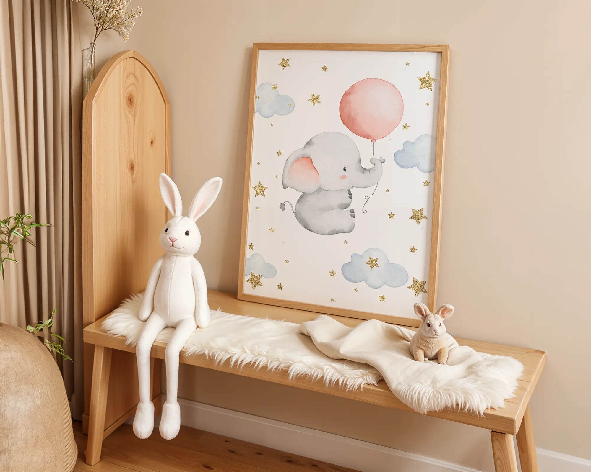 Playroom Ideas | Elephant Balloon Nursery Wall Art | Neutral Baby Decor wall art print, modern home decor, unframed artwork by Nomad & Nest