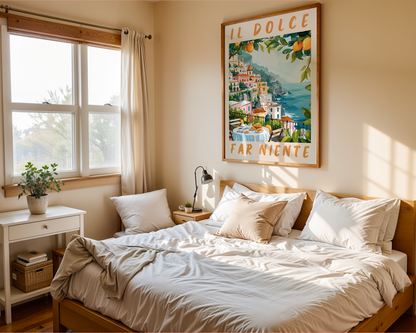 Colourful Prints | Italian Riviera Lemon Tree Print | Amalfi Coast Travel Poster wall art print, modern home decor, unframed artwork by Nomad & Nest