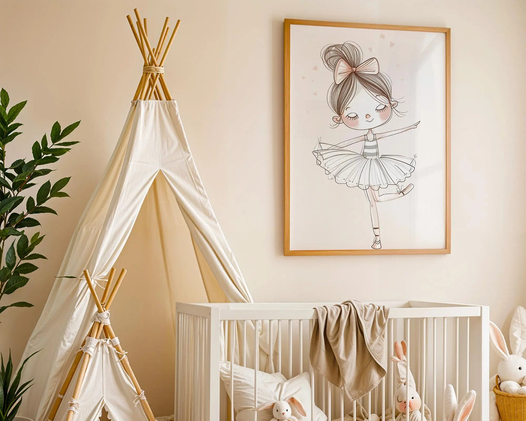 Playroom Ideas | Ballerina Girl Nursery Wall Art | Dance Themed Illustration wall art print, modern home decor, unframed artwork by Nomad & Nest