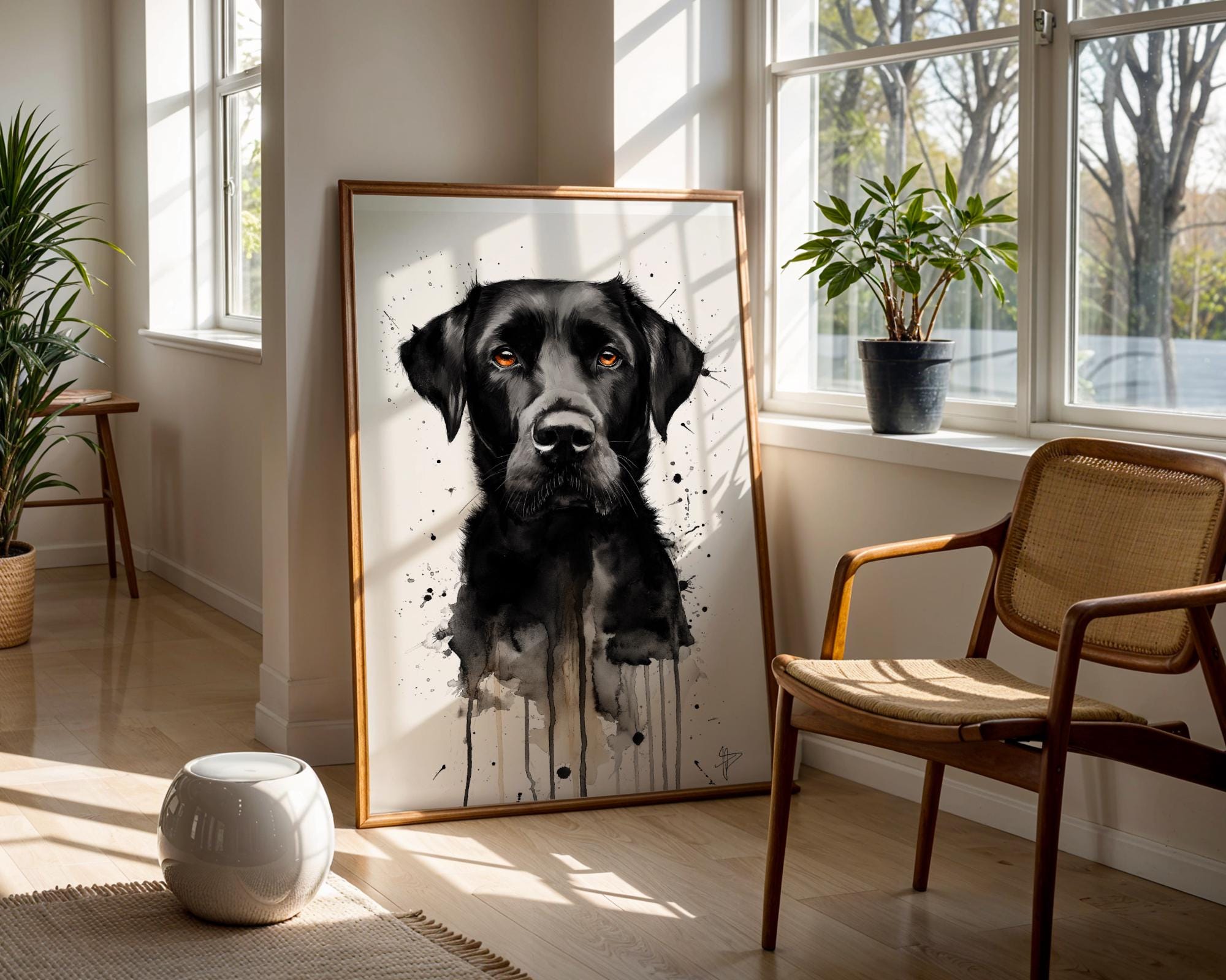 Black Labrador Watercolor Print | Modern Dog Portrait Wall Art wall art print, modern home decor, unframed artwork by Nomad & Nest