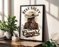 Positive Emotion | Stay Salty Cowgirl Wall Art | Western Coastal Illustration | Feminine Summer Decor | Boho Statement Print wall art print, modern home decor, unframed artwork by Nomad & Nest