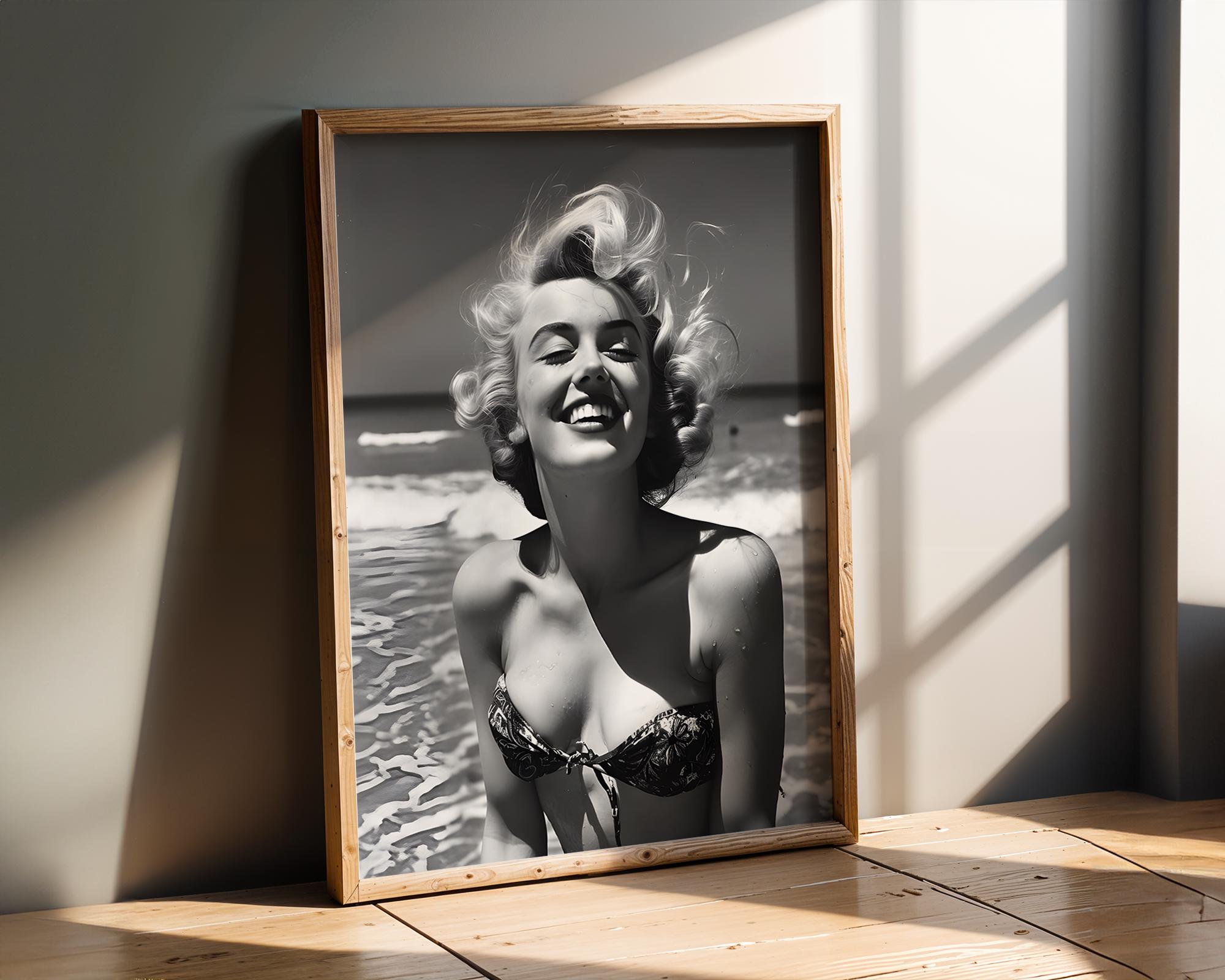 Modern Pop Art | Marilyn Monroe Beach Print | Vintage 1950s Coastal wall art print, modern home decor, unframed artwork by Nomad & Nest