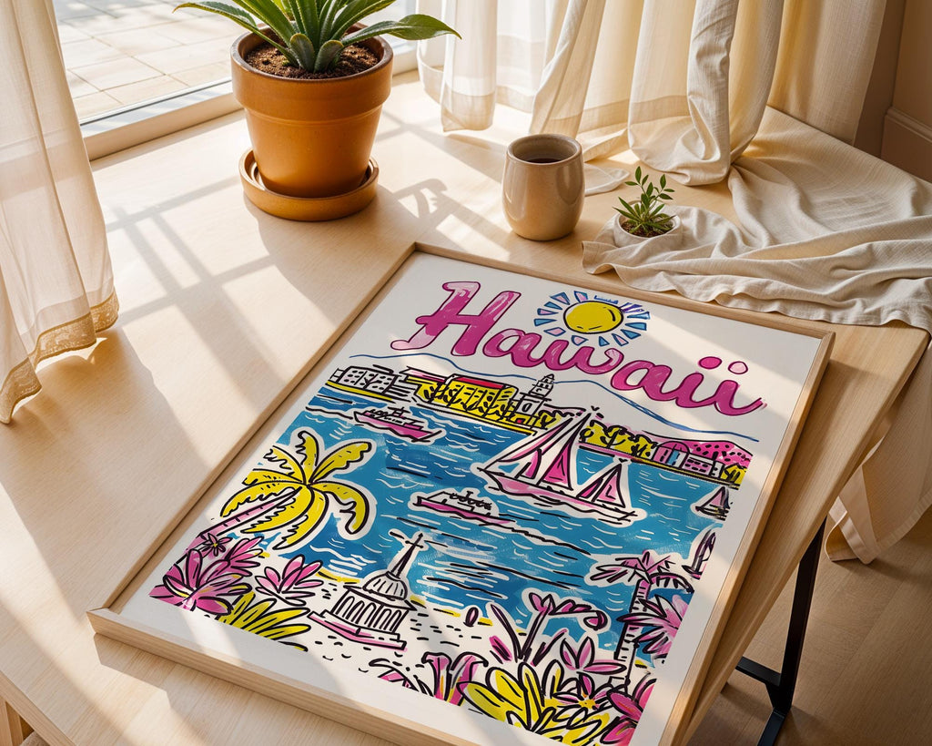 Hawaii Travel Poster | Colorful Island Art Print wall art print, modern home decor, unframed artwork by Nomad & Nest