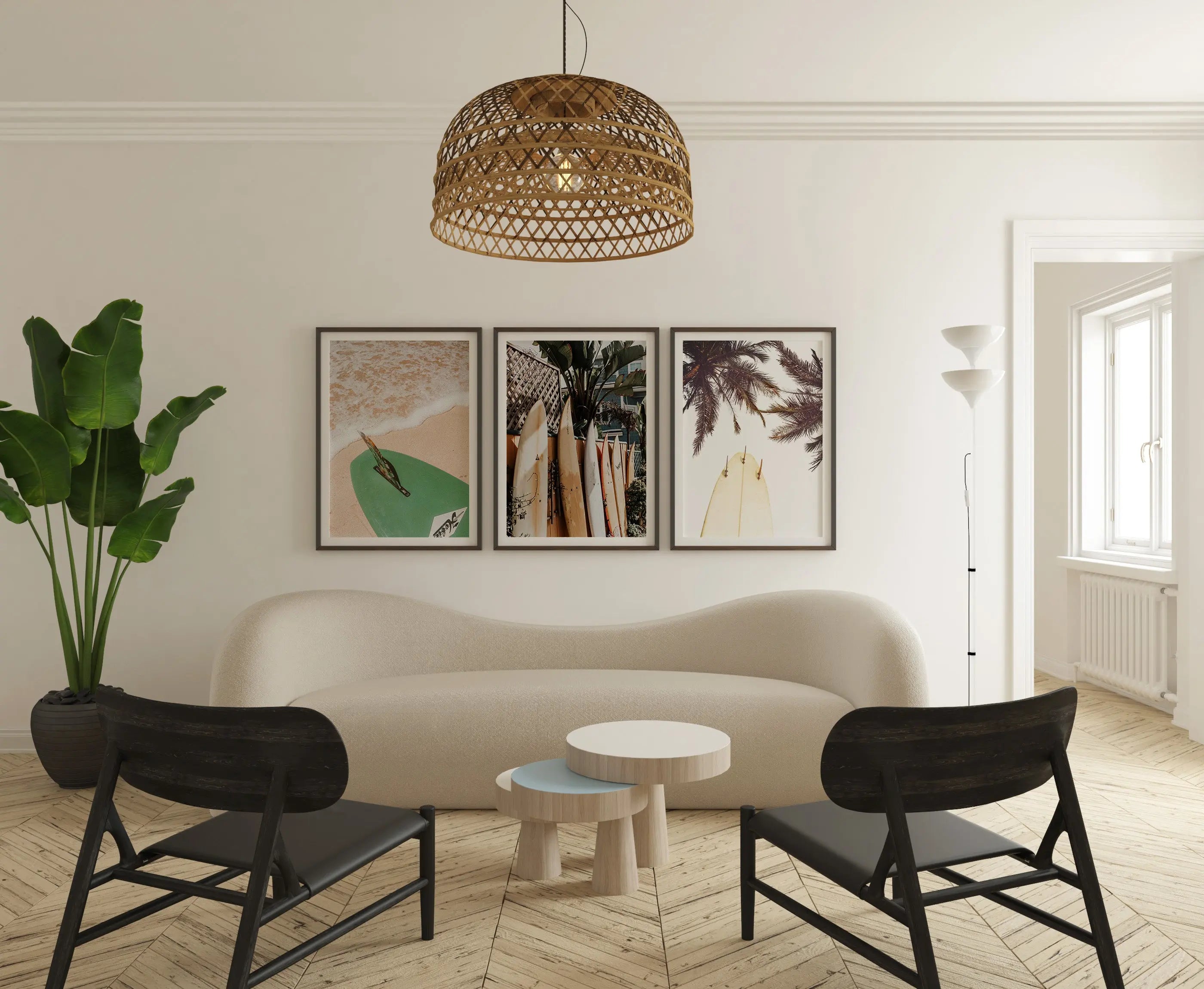 Colourful Prints | Surfboard Photography Print Set, Coastal Living Room Wall Art (Set of 3) wall art print, modern home decor, unframed artwork by Nomad & Nest