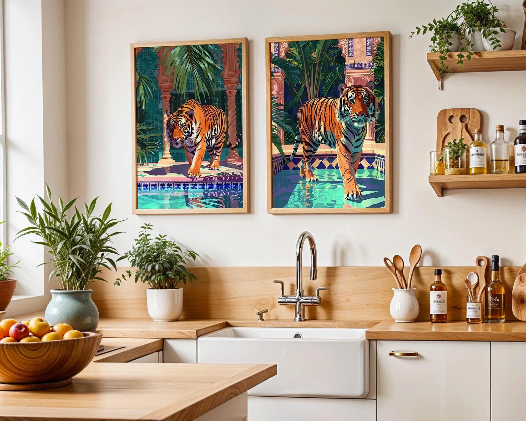 Colourful Prints | Jungle Tiger Art Prints Set – Tropical Summer Decor wall art print, modern home decor, unframed artwork by Nomad & Nest