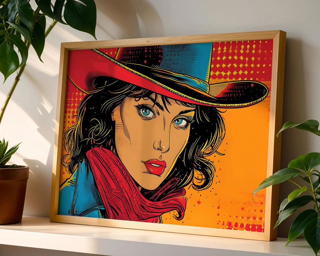 Modern Pop Art | Cowgirl Portrait Print, Western Home Decor wall art print, modern home decor, unframed artwork by Nomad & Nest