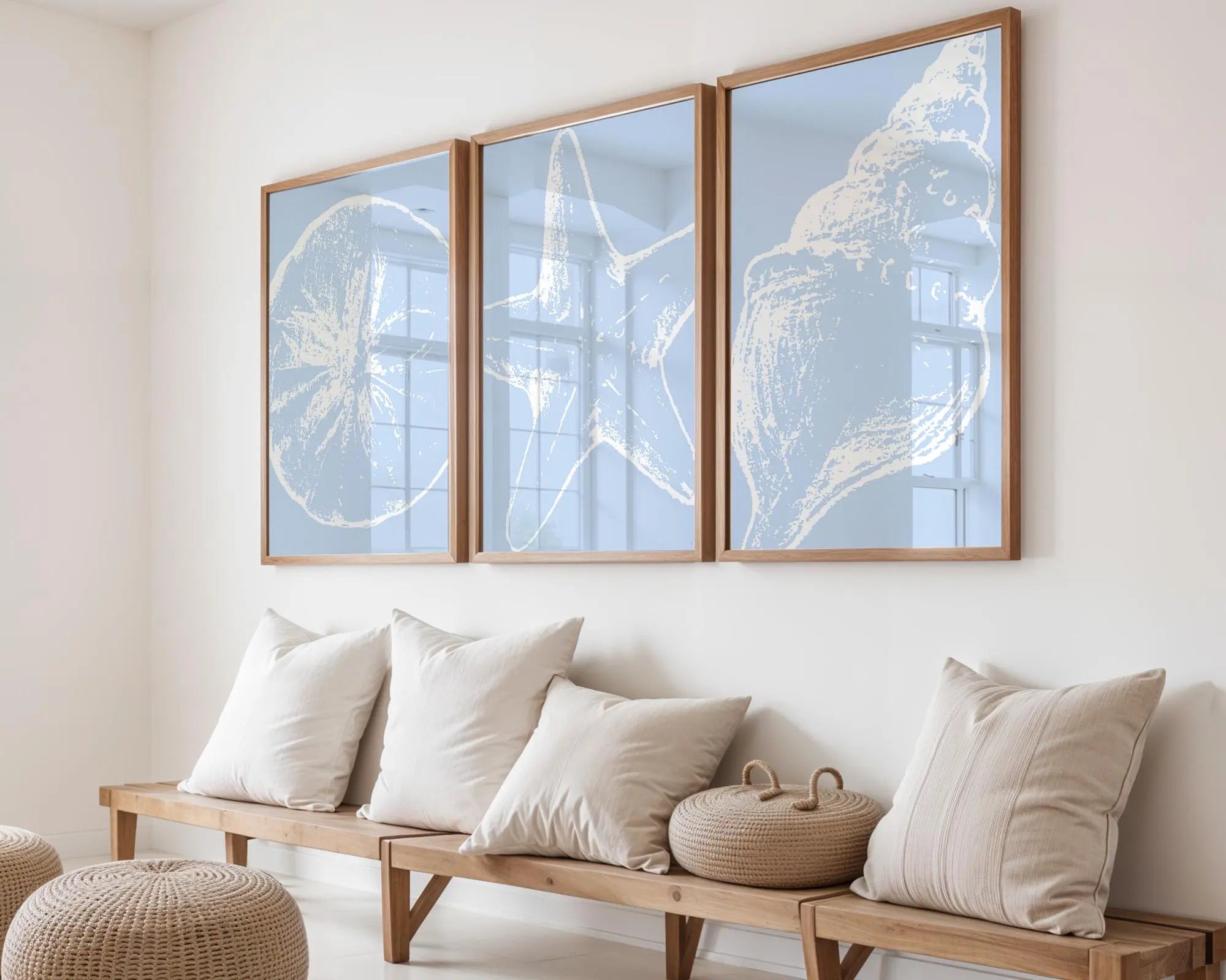 Colourful Prints | Blue Coastal Prints Set • Shell, Starfish, Sand Dollar Seaside Art wall art print, modern home decor, unframed artwork by Nomad & Nest