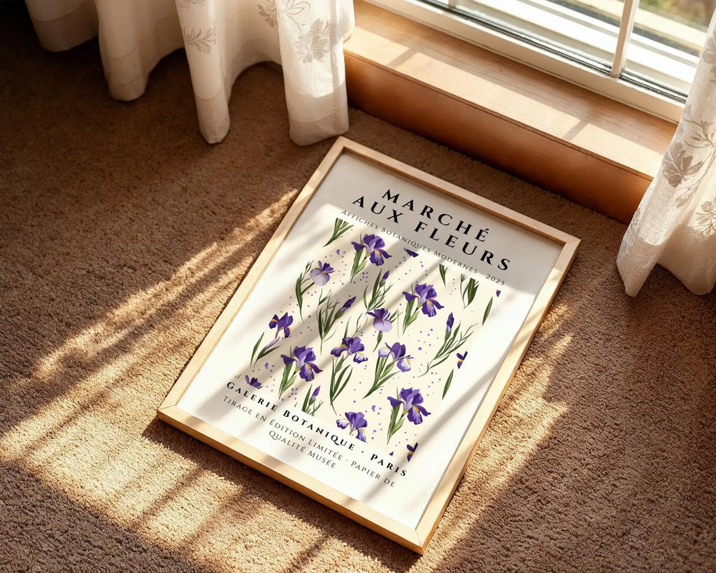 Violet Iris Botanical Art Print | French Floral Poster wall art print, modern home decor, unframed artwork by Nomad & Nest