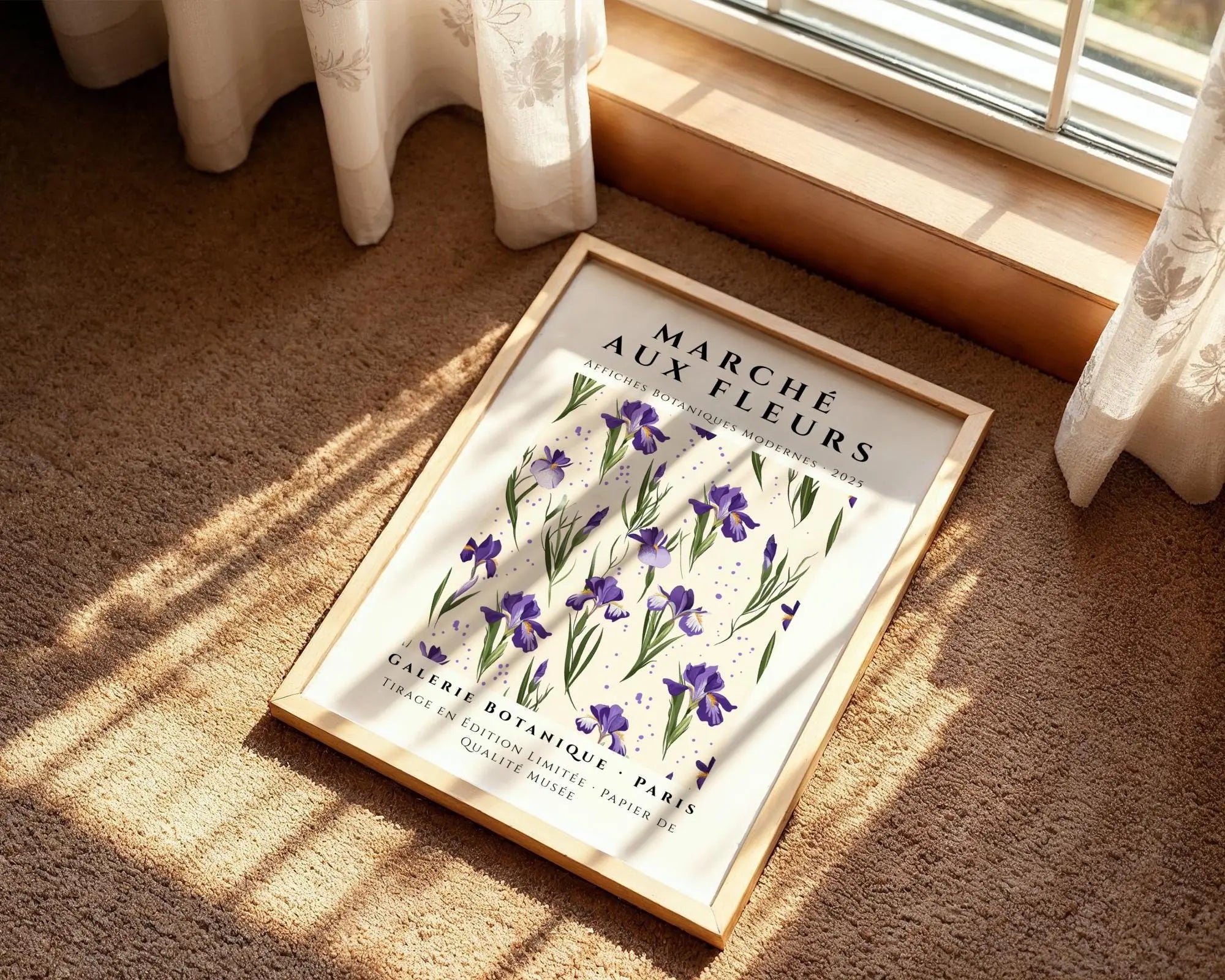 Violet Iris Botanical Art Print | French Floral Poster wall art print, modern home decor, unframed artwork by Nomad & Nest