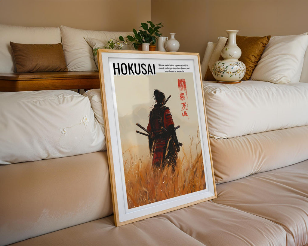 Japanese Poster | Samurai Warrior Hokusai Style Art Print –  Bushido wall art print, modern home decor, unframed artwork by Nomad & Nest