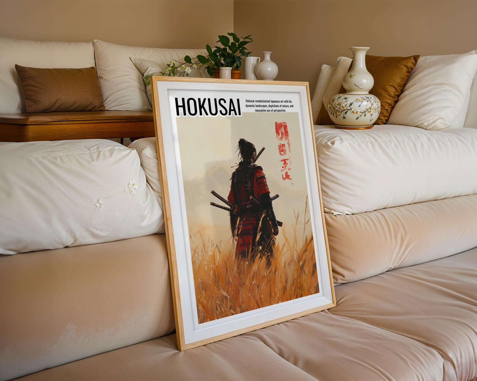 Japanese Poster | Samurai Warrior Hokusai Style Art Print –  Bushido wall art print, modern home decor, unframed artwork by Nomad & Nest