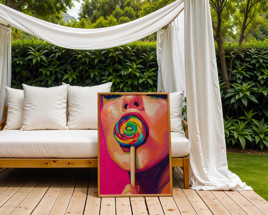 Pop Art Woman Lollipop Print | Rainbow Candy Wall Art wall art print, modern home decor, unframed artwork by Nomad & Nest