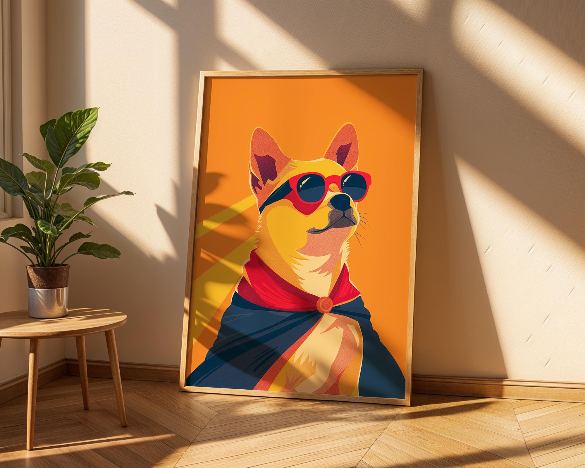 Superhero Dog Print | Retro Pop Art Pet Lover Gift wall art print, modern home decor, unframed artwork by Nomad & Nest
