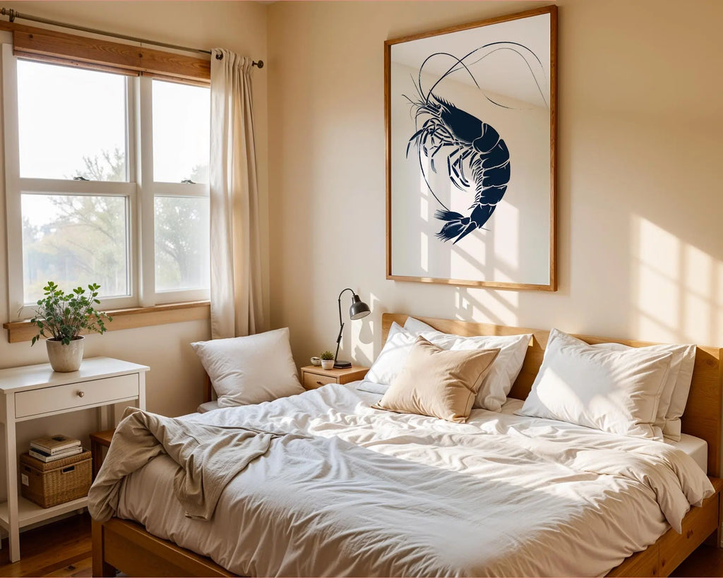 Detailed Shrimp Art Print | Modern Seafood Kitchen Decor wall art print, modern home decor, unframed artwork by Nomad & Nest