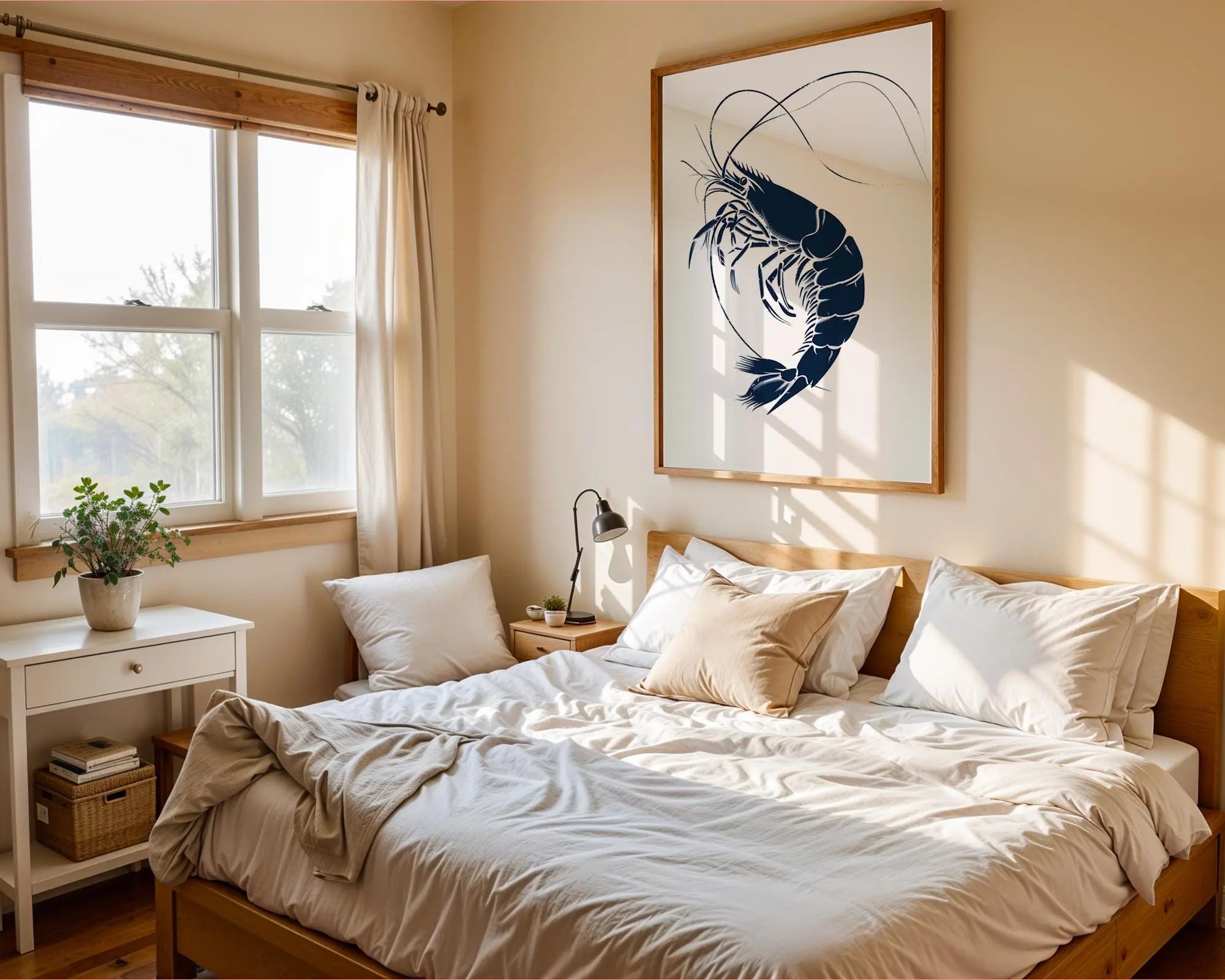 Detailed Shrimp Art Print | Modern Seafood Kitchen Decor wall art print, modern home decor, unframed artwork by Nomad & Nest