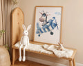Playroom Ideas | Zebra Plane Nursery Art | Blue Aviation Baby Decor wall art print, modern home decor, unframed artwork by Nomad & Nest