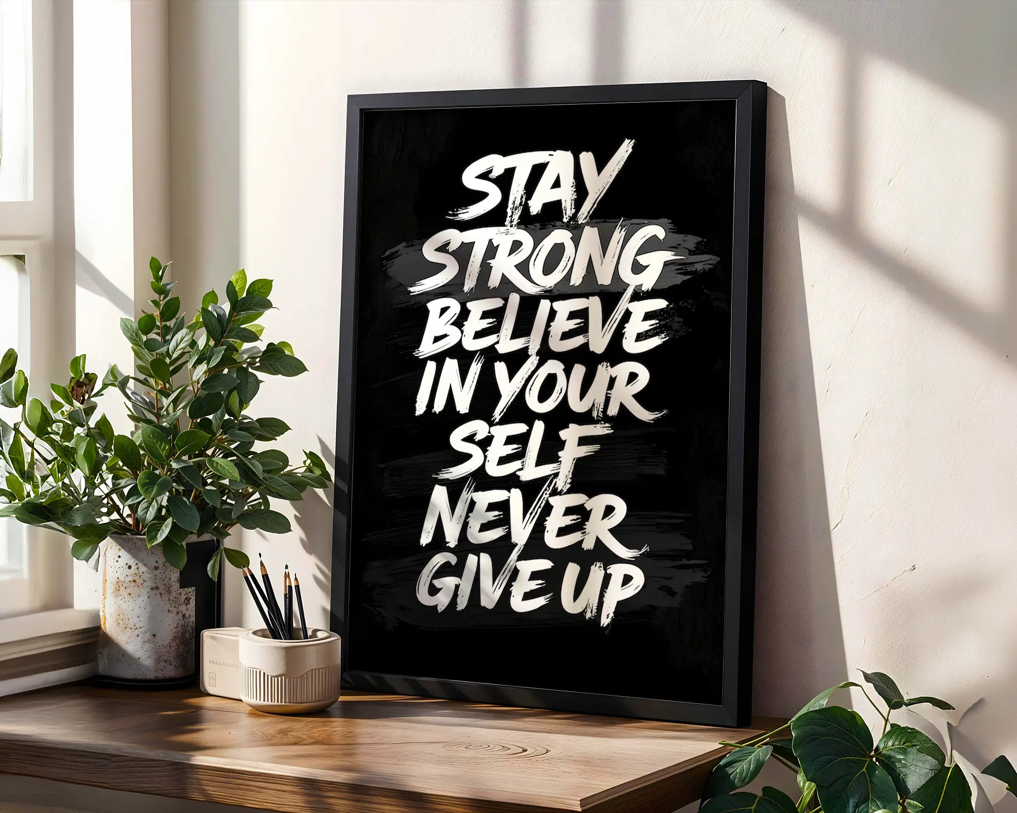 Positive Emotion | Stay Strong Motivational Wall Art | Bold Typography Quote | High Contrast Inspiration Poster | Modern Decor wall art print, modern home decor, unframed artwork by Nomad & Nest