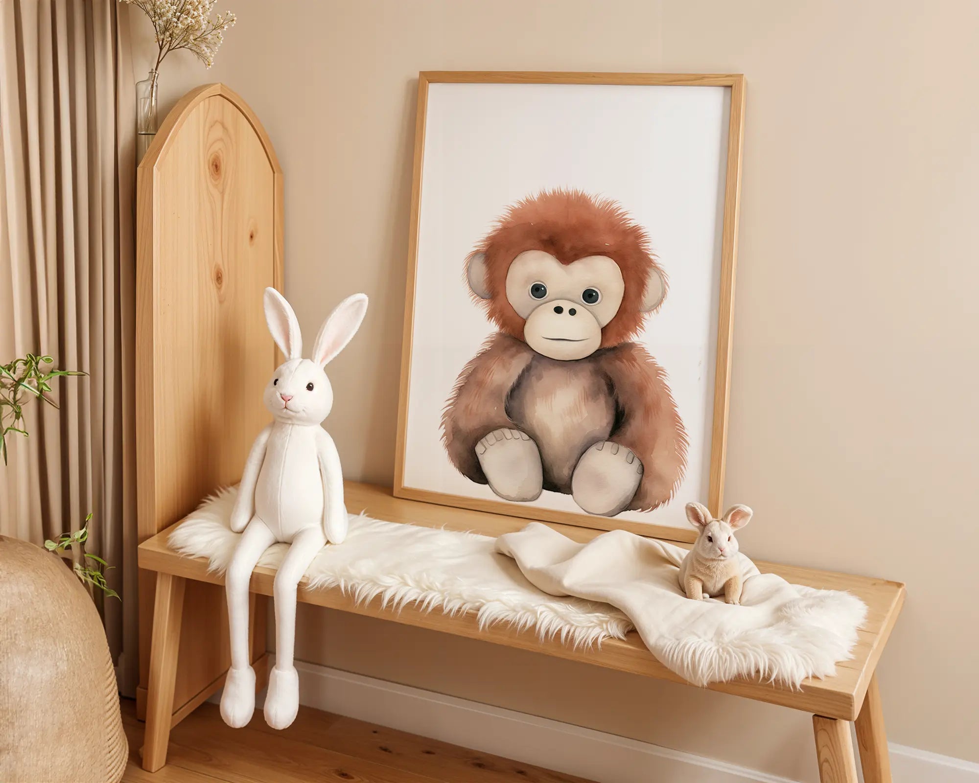 Playroom Ideas | Cute Orangutan Nursery Wall Art | Jungle Animal Baby Decor wall art print, modern home decor, unframed artwork by Nomad & Nest