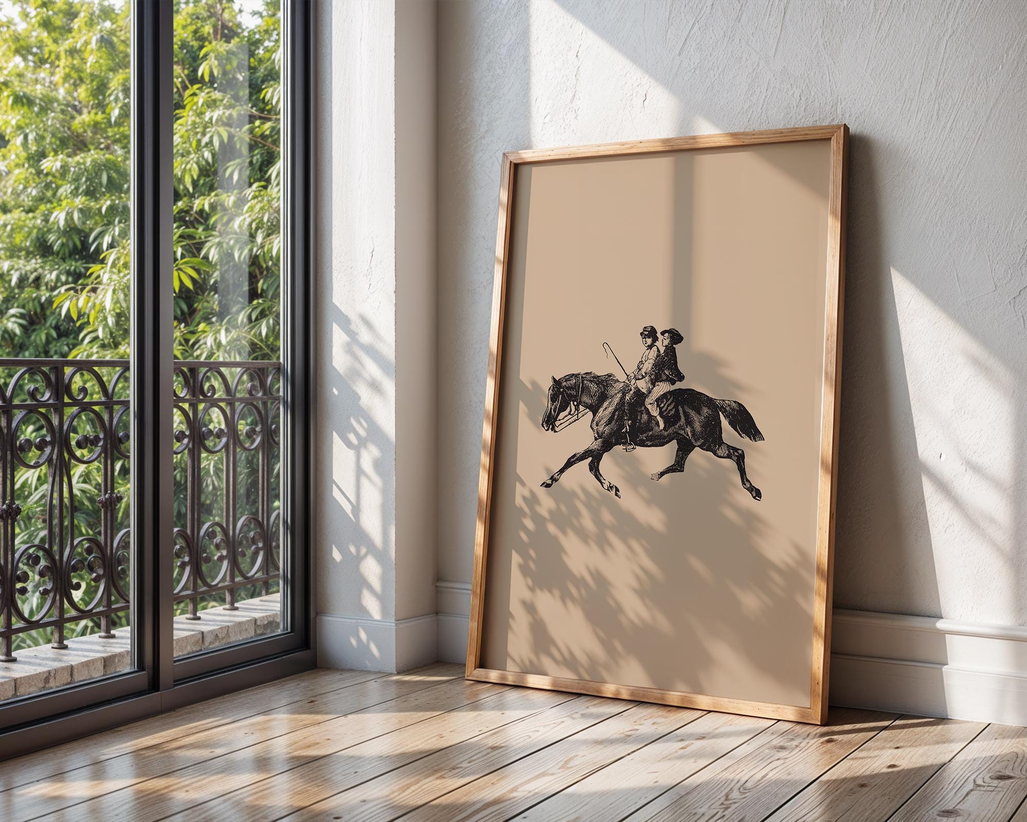 Vintage Equestrian Print | Sepia Tone Horse Riding Poster wall art print, modern home decor, unframed artwork by Nomad & Nest
