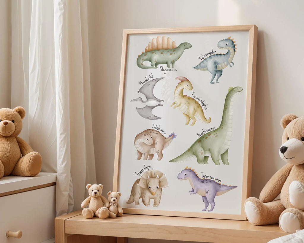 Playroom Ideas | Dinosaur Nursery Print | Fun Prehistoric Wall Art wall art print, modern home decor, unframed artwork by Nomad & Nest