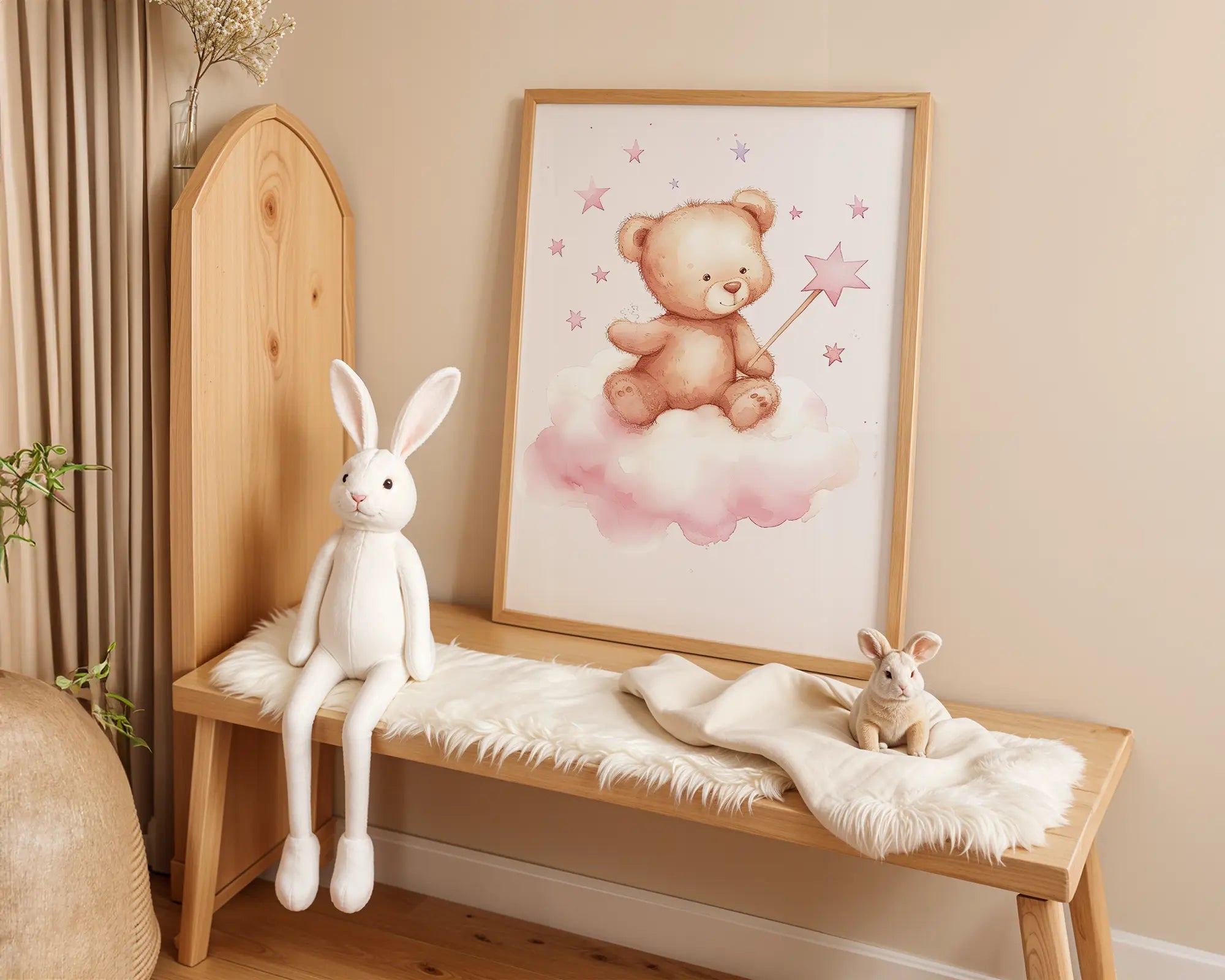 Playroom Ideas | Bear Cloud Nursery Print | Dreamy Star Baby Wall Art wall art print, modern home decor, unframed artwork by Nomad & Nest