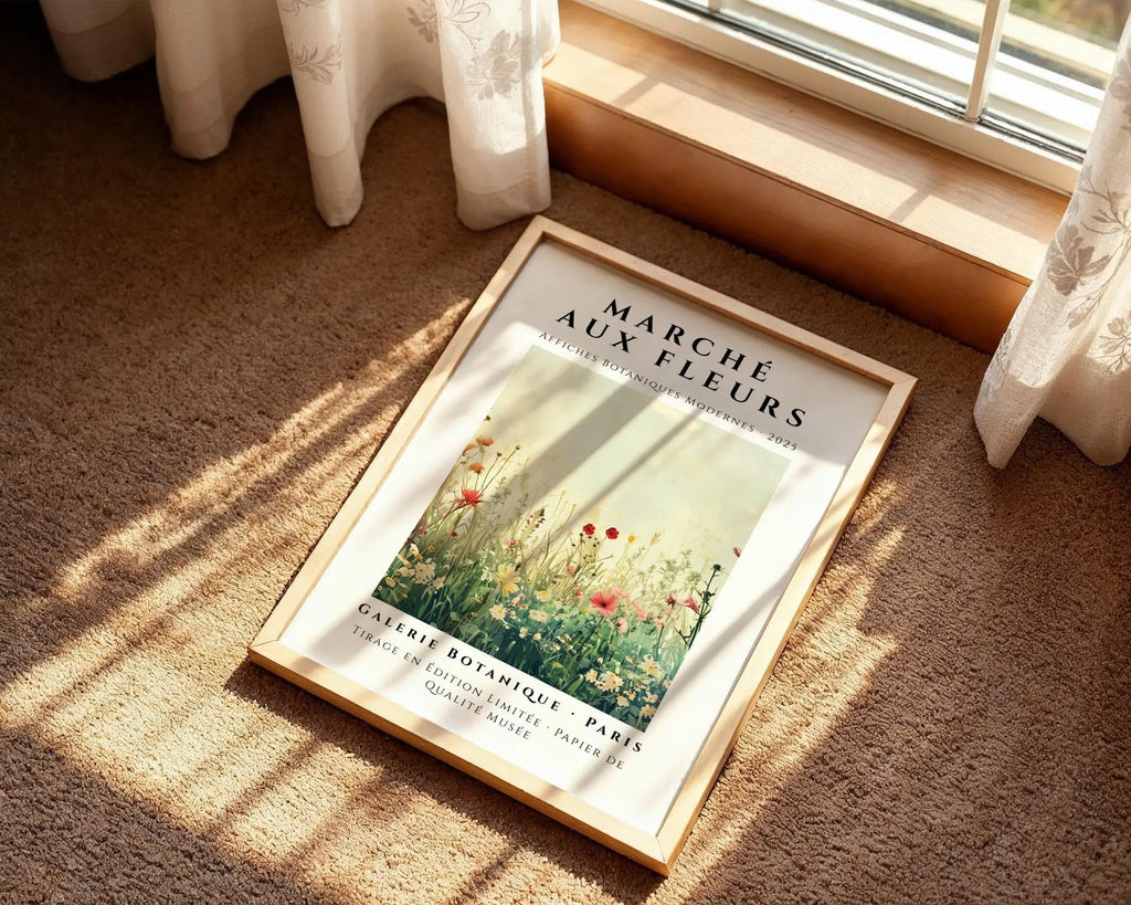 Botanical Print | French Flower Market Poster, Neutral Decor wall art print, modern home decor, unframed artwork by Nomad & Nest