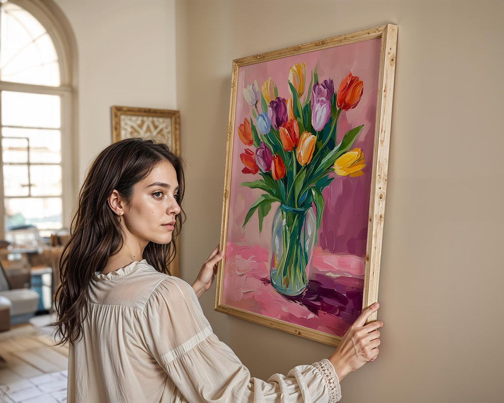 Modern Pop Art | Colorful Tulip Bouquet  Print | Modern Botanical Painting wall art print, modern home decor, unframed artwork by Nomad & Nest