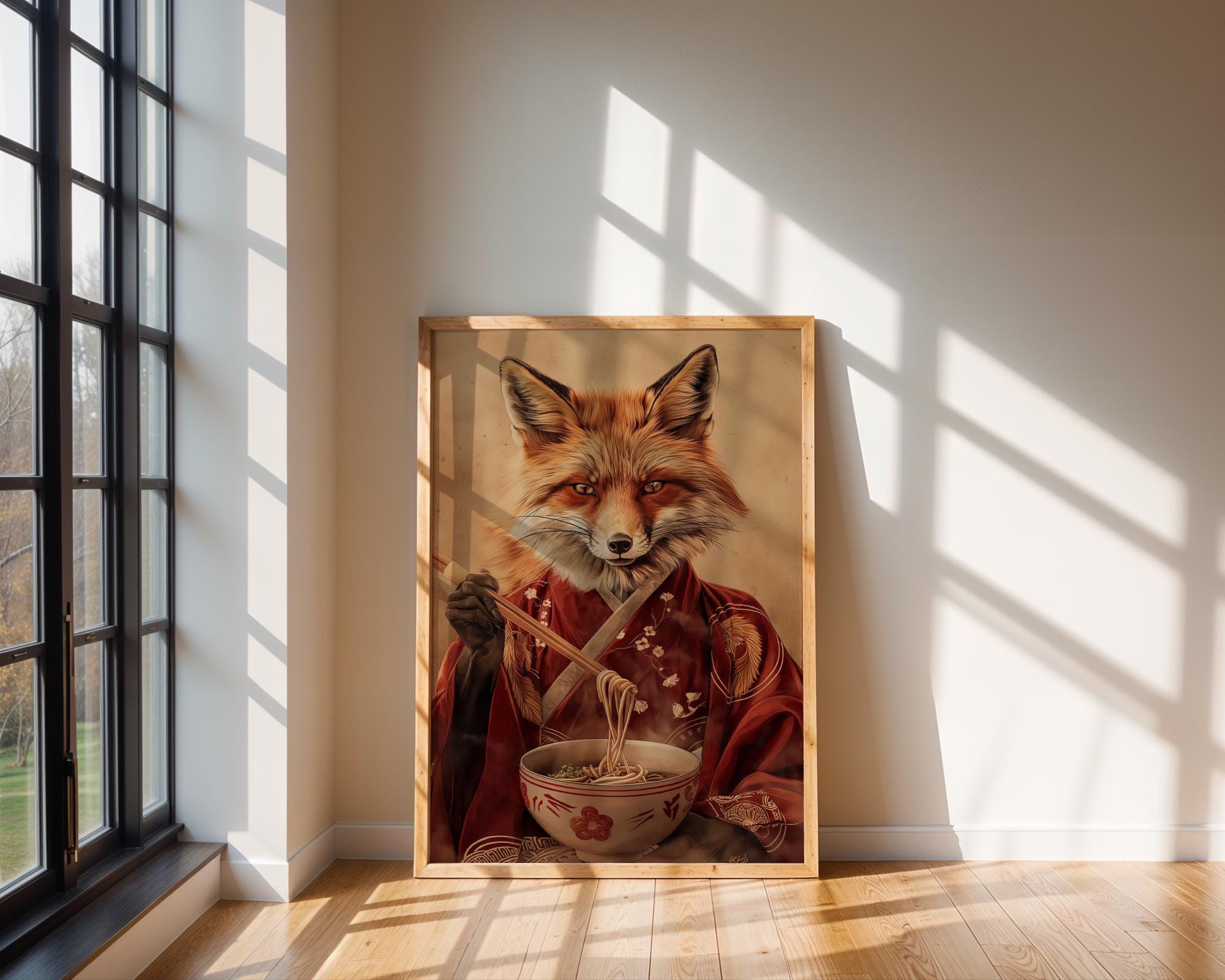 Fox Ramen Art Print | Kimono Animal Poster wall art print, modern home decor, unframed artwork by Nomad & Nest