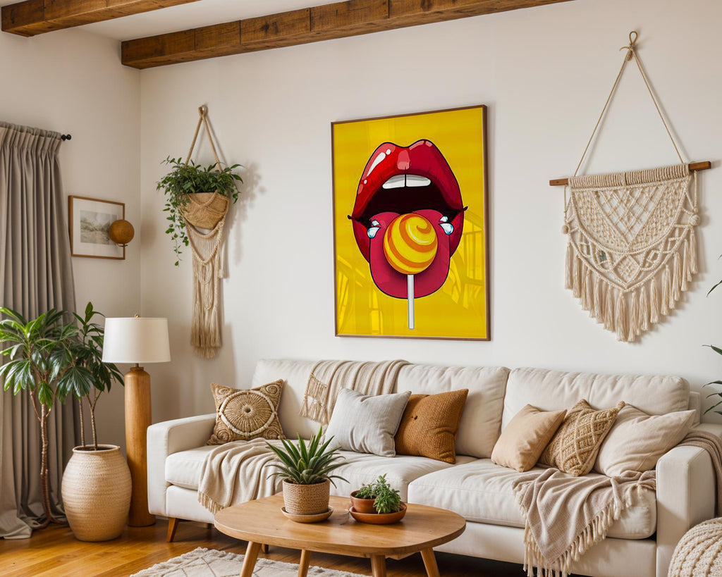 Modern Pop Art | Lollipop Print | Retro Lips Dopamine Decor wall art print, modern home decor, unframed artwork by Nomad & Nest