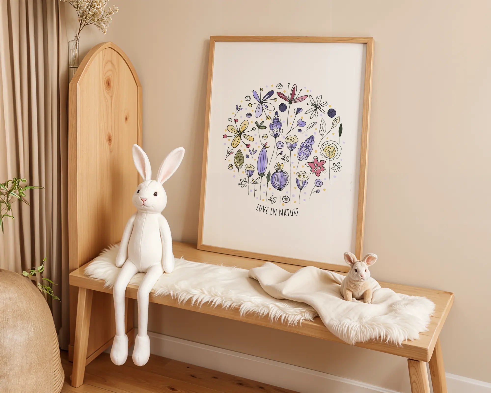 Playroom Ideas | Love In Nature Nursery Print | Whimsical Floral Wall Art wall art print, modern home decor, unframed artwork by Nomad & Nest