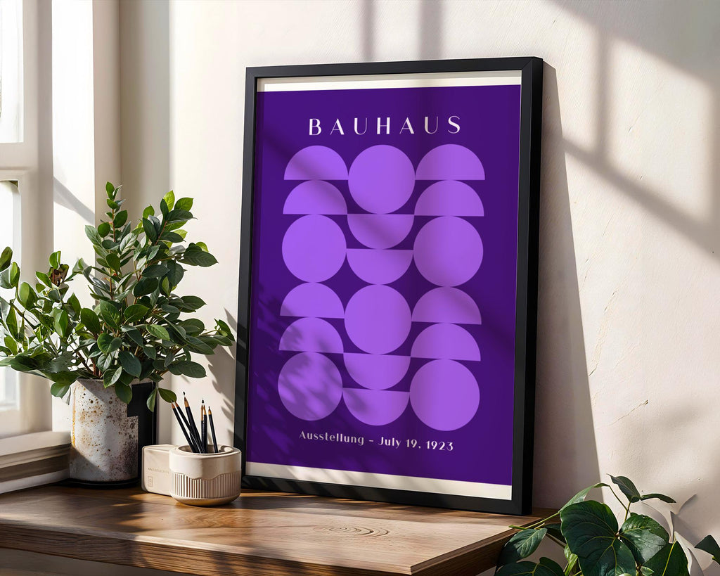 Bauhaus Poster Geometric Art Print | Mid-Century Modern Purple wall art print, modern home decor, unframed artwork by Nomad & Nest