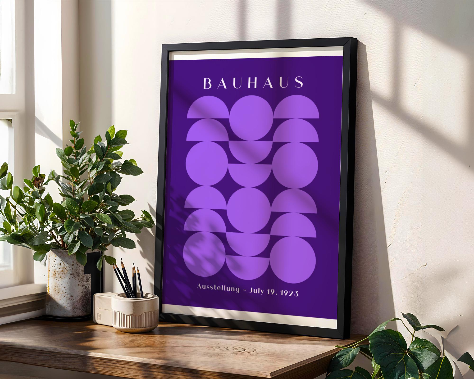 Bauhaus Poster Geometric Art Print | Mid-Century Modern Purple wall art print, modern home decor, unframed artwork by Nomad & Nest