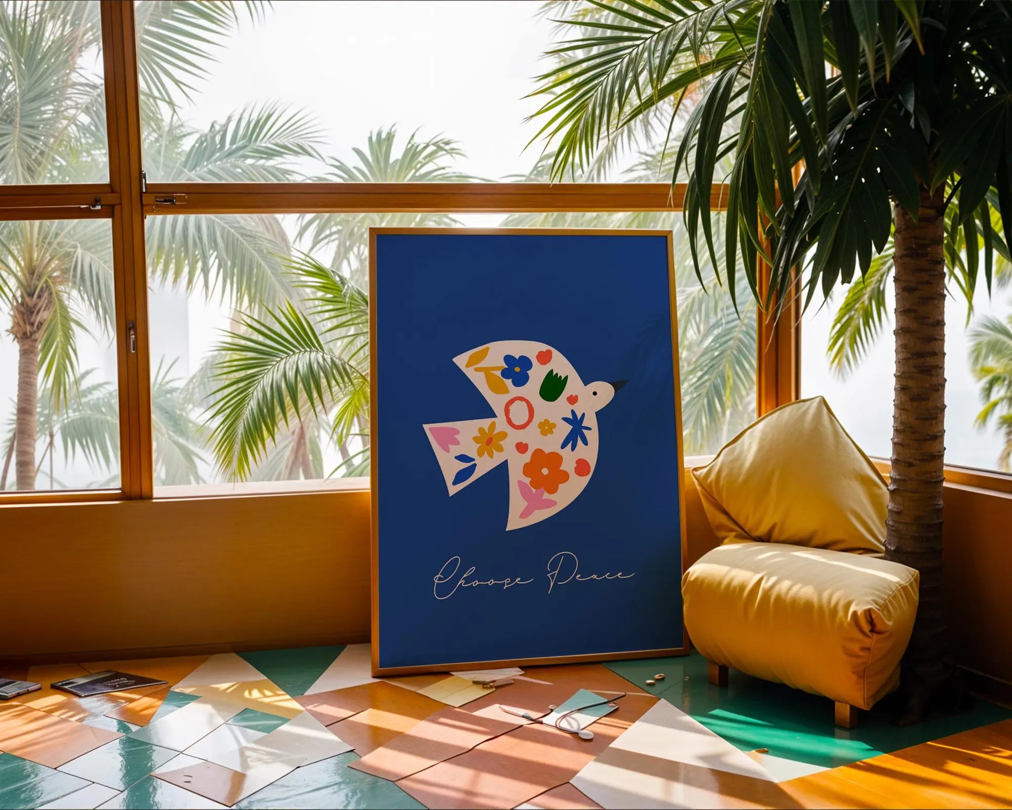 Peace Dove Art Print | Colorful Scandinavian Poster, Modern Home Decor wall art print, modern home decor, unframed artwork by Nomad & Nest