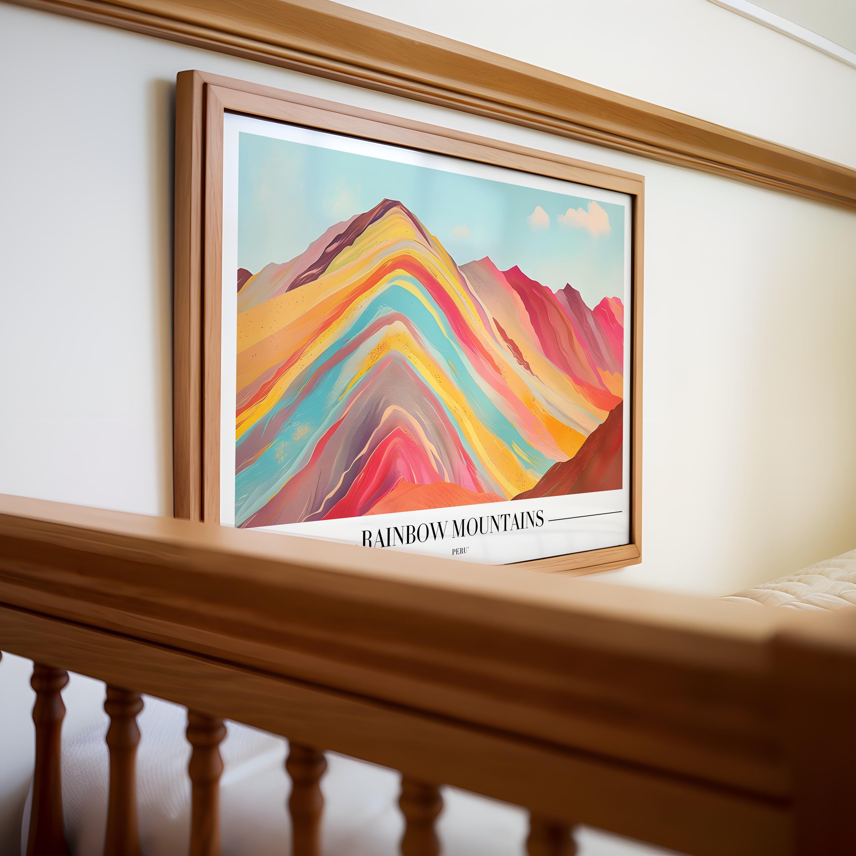 Rainbow Mountains Peru Print | Colorful Travel Poster wall art print, modern home decor, unframed artwork by Nomad & Nest
