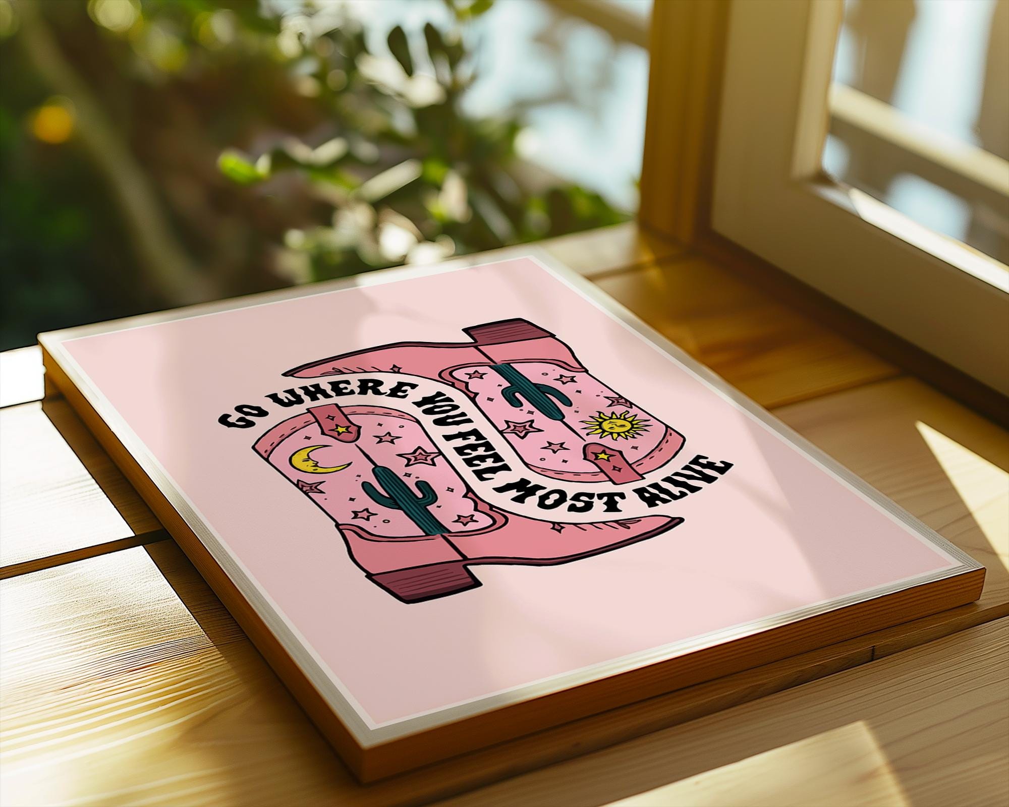 Pink Cowboy Boots Art Print | Retro Western Decor wall art print, modern home decor, unframed artwork by Nomad & Nest