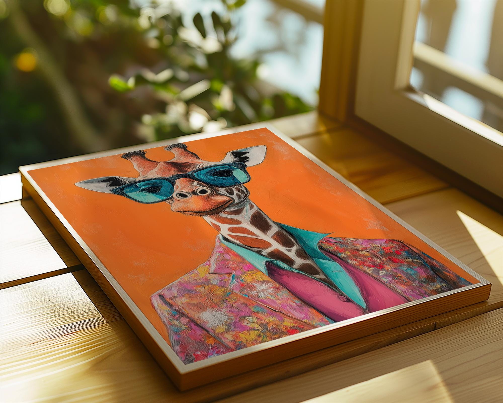 Giraffe in Sunglasses Wall Art | Retro Pop Print wall art print, modern home decor, unframed artwork by Nomad & Nest